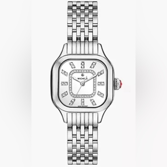 Michele Meggie Diamond Silver Stainless Steel Watch New $1595 - Picture 3 of 15